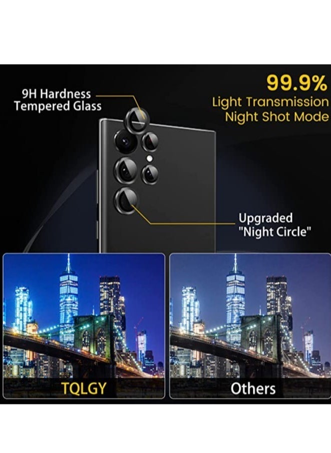 vesus Samsung Galaxy S23 Ultra Camera Lens Protector, 9H Tempered Glass Camera Cover Screen Protector Metal Individual Ring for S23 Ultra Accessories with Installation Tray - Image 5