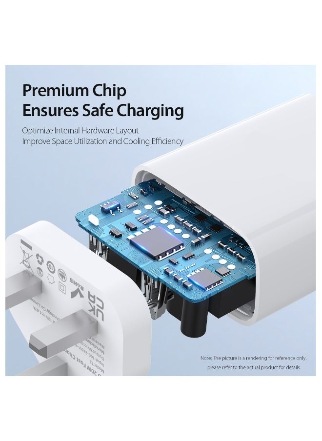 1 pack USB C Plug 20W USB C Charger PD 3.0 Charging Power Adapter Type C Fast Wall Mobile Phone Charger UK USB-C Adaptor for iPhone 14 Pro Max iPad Samsung S22 Google Pixel 7 Tablet Laptop etc