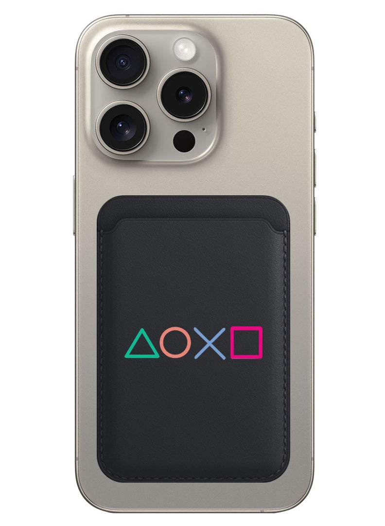 Theodor Magnetic Wallet, Compatible with MagSafe Wallet, for iPhone Wallet, for iPhone 16/15/14/13/12 Series, Not for iPhone 13/12 mini, 3 Card Holder, Vegan Leather, Black - PS sumbol - Image 1