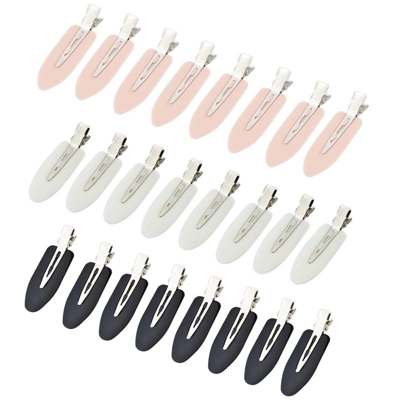 Wobe 24 Pcs No Bend Hair Clips Pin Curl Creaseless Clips No Crease Hair Clip for Hairstyle Bangs Finger Waves Makeup Application Hairdressing Hairpins Styling Clips for Hair Salon Black Pink White - Image 1