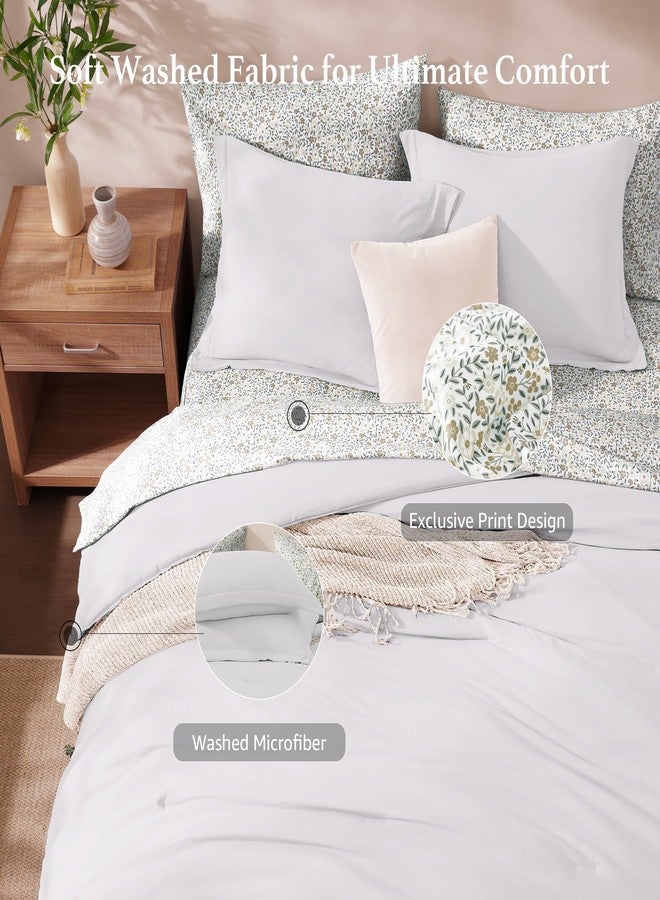 Monbix Full Size Comforter Set - 7 Pieces White Prewashed Bed in a Bag Full Bedding Sets with Comforters, All Seasons Down Alternative Comforter Bed Set with Sheets, Pillowcases & Shams - Image 4