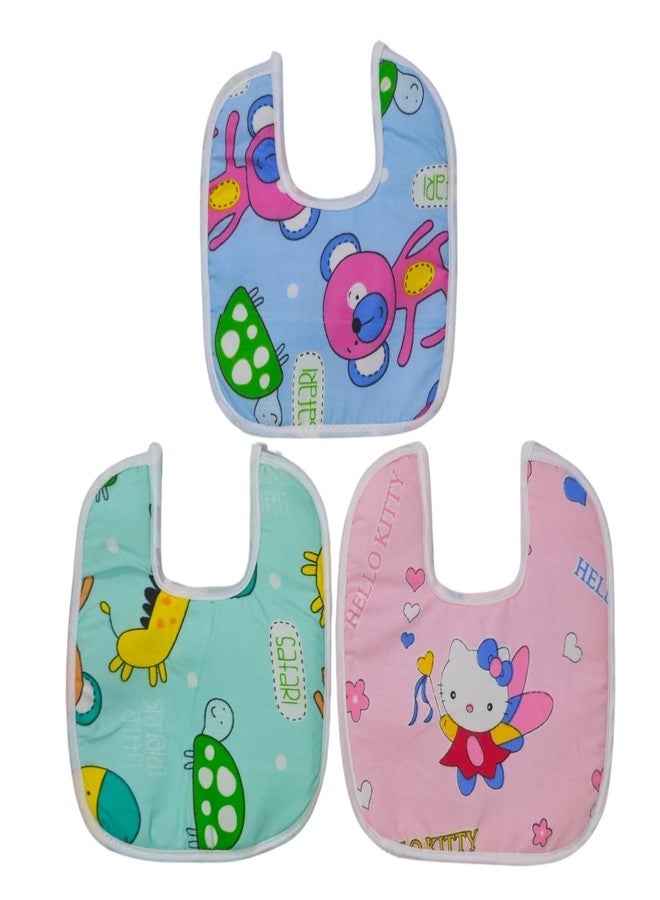JOY'S E-STORE Assorted Baby Bibs for 0?24 Months ? Set of 3 Soft Cotton Waterproof Feeding Bibs for Newborns, Infants & Toddlers ? Reusable, Washable & Absorbent - 1003 Combo P6 P12 - Image 1
