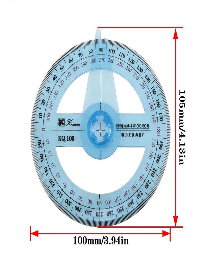 AYLIFU 2PCS Swing Arm Protractor 4 Inch 360 Protractor Plastic Transparent Full Circle Protractor for Mathematical Geometry Measurement Tools - Image 2