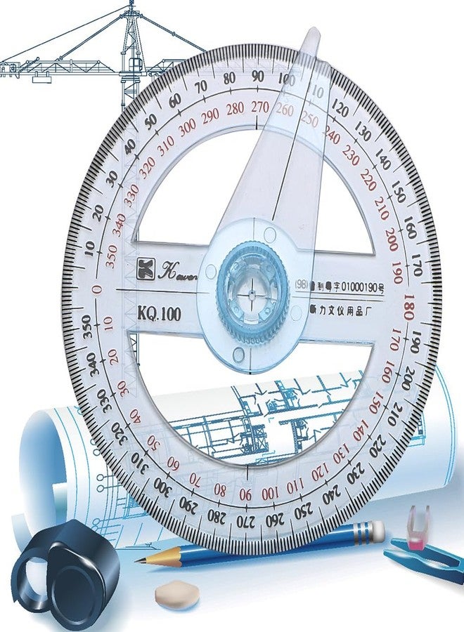 AYLIFU 2PCS Swing Arm Protractor 4 Inch 360 Protractor Plastic Transparent Full Circle Protractor for Mathematical Geometry Measurement Tools - Image 5