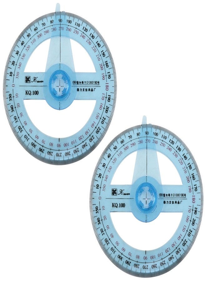 AYLIFU 2PCS Swing Arm Protractor 4 Inch 360 Protractor Plastic Transparent Full Circle Protractor for Mathematical Geometry Measurement Tools - Image 1