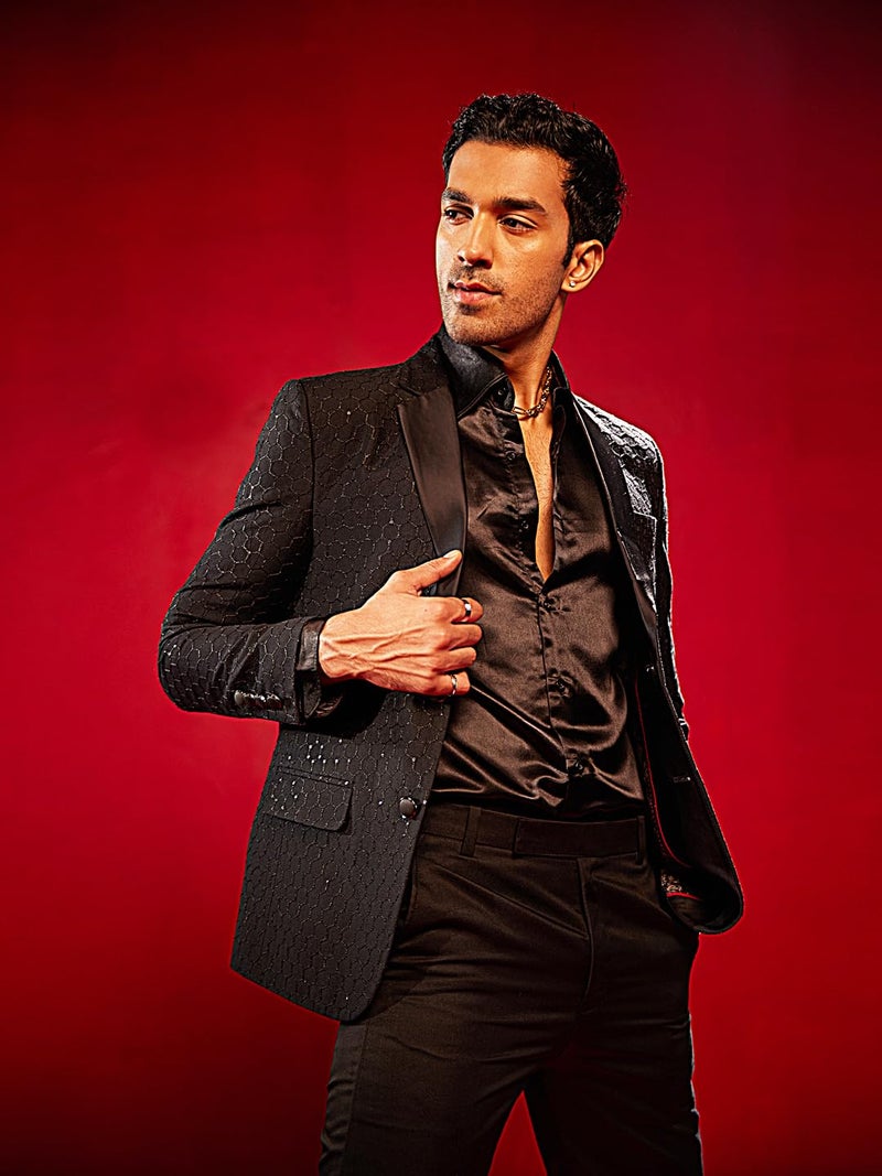 VASTRAMAY Embroidered Blazer for Men – Versatile Ethnic Wear for Weddings & Special Occasions Black - Image 2