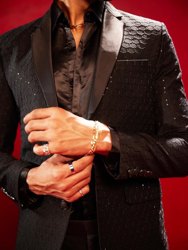 VASTRAMAY Embroidered Blazer for Men – Versatile Ethnic Wear for Weddings & Special Occasions Black - Image 4