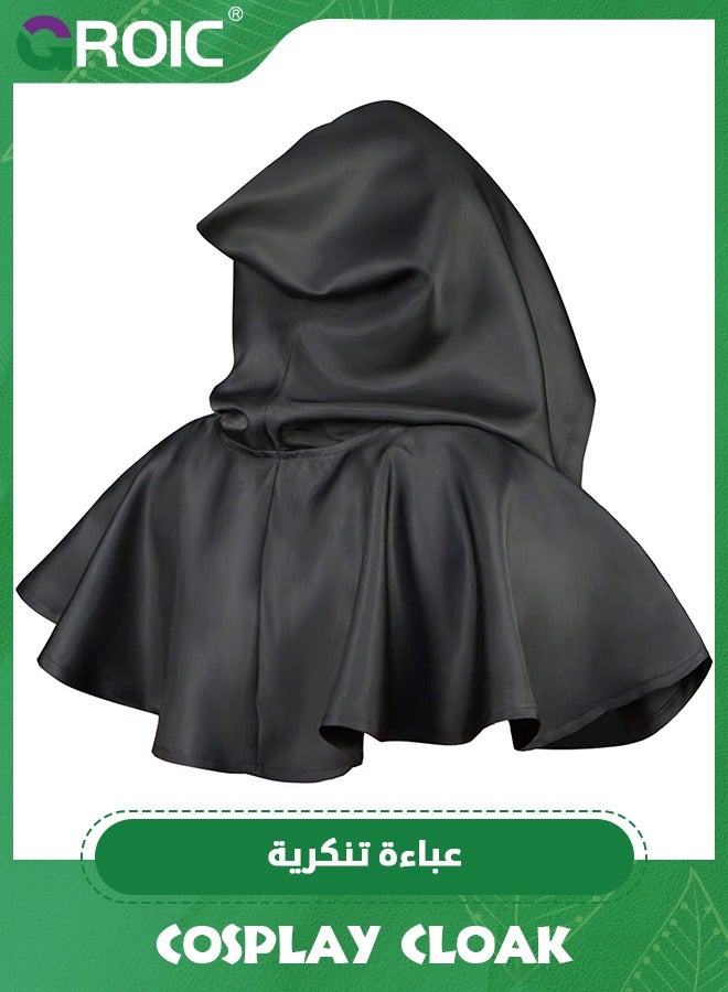 GROIC Cloak with Hood,Cosplay Cloak,Medieval Cowl Hat,Cosplay Accessory,Cosplay Costumes Men Women Unisex Witch Cowl Hat Black,Role-playing Props,Role Play Costume Dress-Up - Image 2