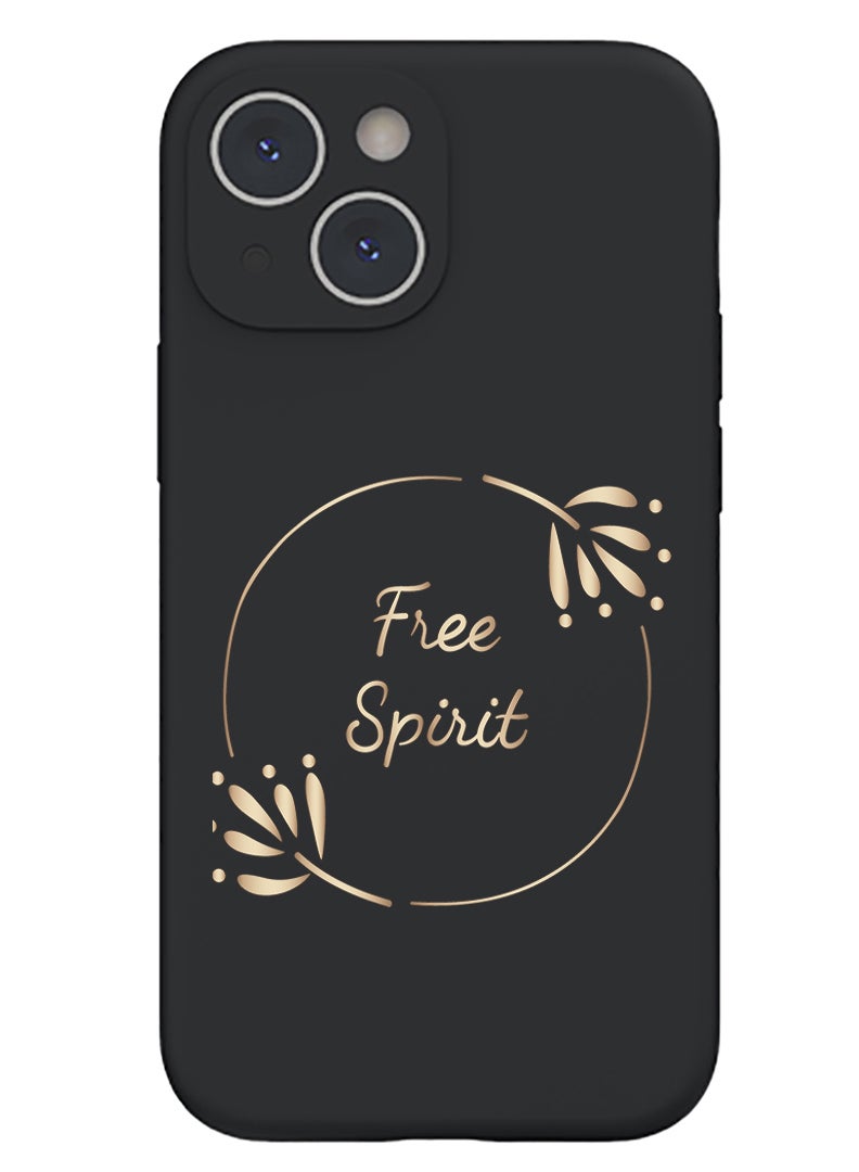 Theodor Protective Slim Fit Case Liquid Silicone Cover with Full Body Protection Anti-Scratch Shockproof Case For iPhone 15 Plus Black - Free Spirit Circle - Image 1