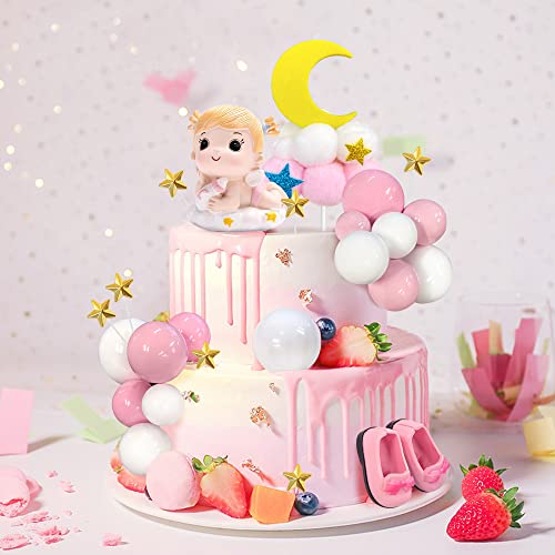 KEEPARTY 30PCS Pink Baby Girl Cake Decorations Its a Girl Cake Topper Pink Ball Cake Toppers for Baby Shower Birthday Cake Decoration - Image 5