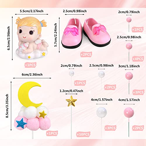 KEEPARTY 30PCS Pink Baby Girl Cake Decorations Its a Girl Cake Topper Pink Ball Cake Toppers for Baby Shower Birthday Cake Decoration - Image 2