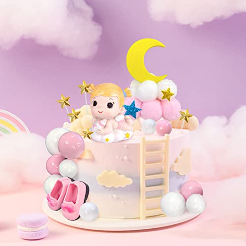 KEEPARTY 30PCS Pink Baby Girl Cake Decorations Its a Girl Cake Topper Pink Ball Cake Toppers for Baby Shower Birthday Cake Decoration - Image 4