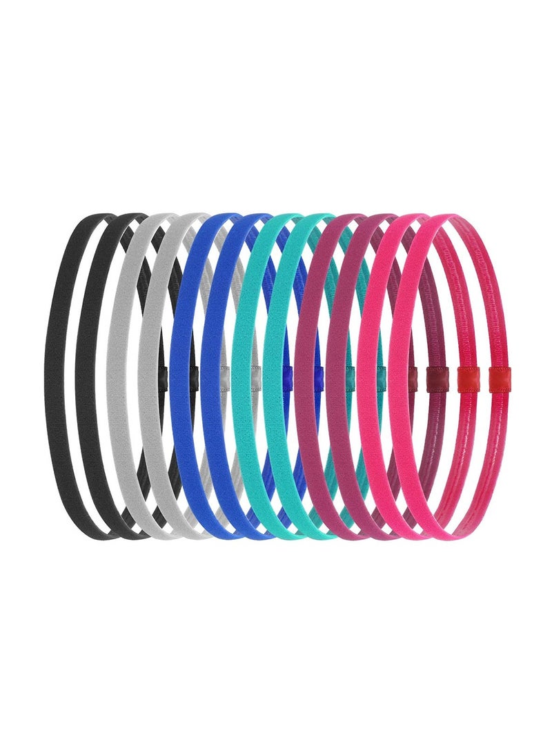 SYOSI, 12 Pieces Thin Non-Slip Elastic Sport Headbands, Hair Bands with Non Slip Silicone Grip Exercise Hair Sweatbands for Men Women Football Basketball Soccer Tennis Yoga - Image 1