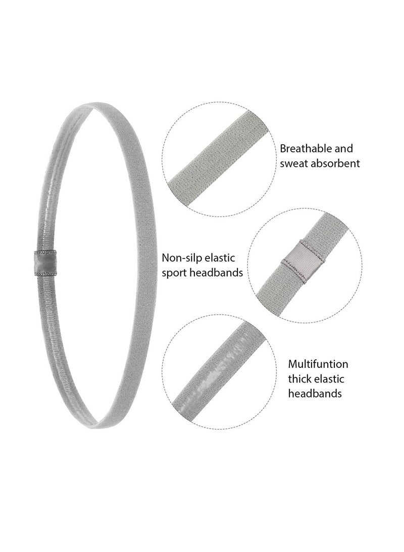 SYOSI, 12 Pieces Thin Non-Slip Elastic Sport Headbands, Hair Bands with Non Slip Silicone Grip Exercise Hair Sweatbands for Men Women Football Basketball Soccer Tennis Yoga - Image 3