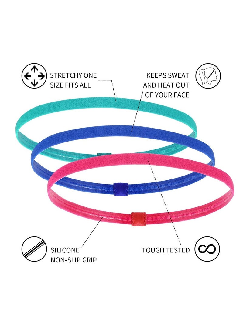 SYOSI, 12 Pieces Thin Non-Slip Elastic Sport Headbands, Hair Bands with Non Slip Silicone Grip Exercise Hair Sweatbands for Men Women Football Basketball Soccer Tennis Yoga - Image 4