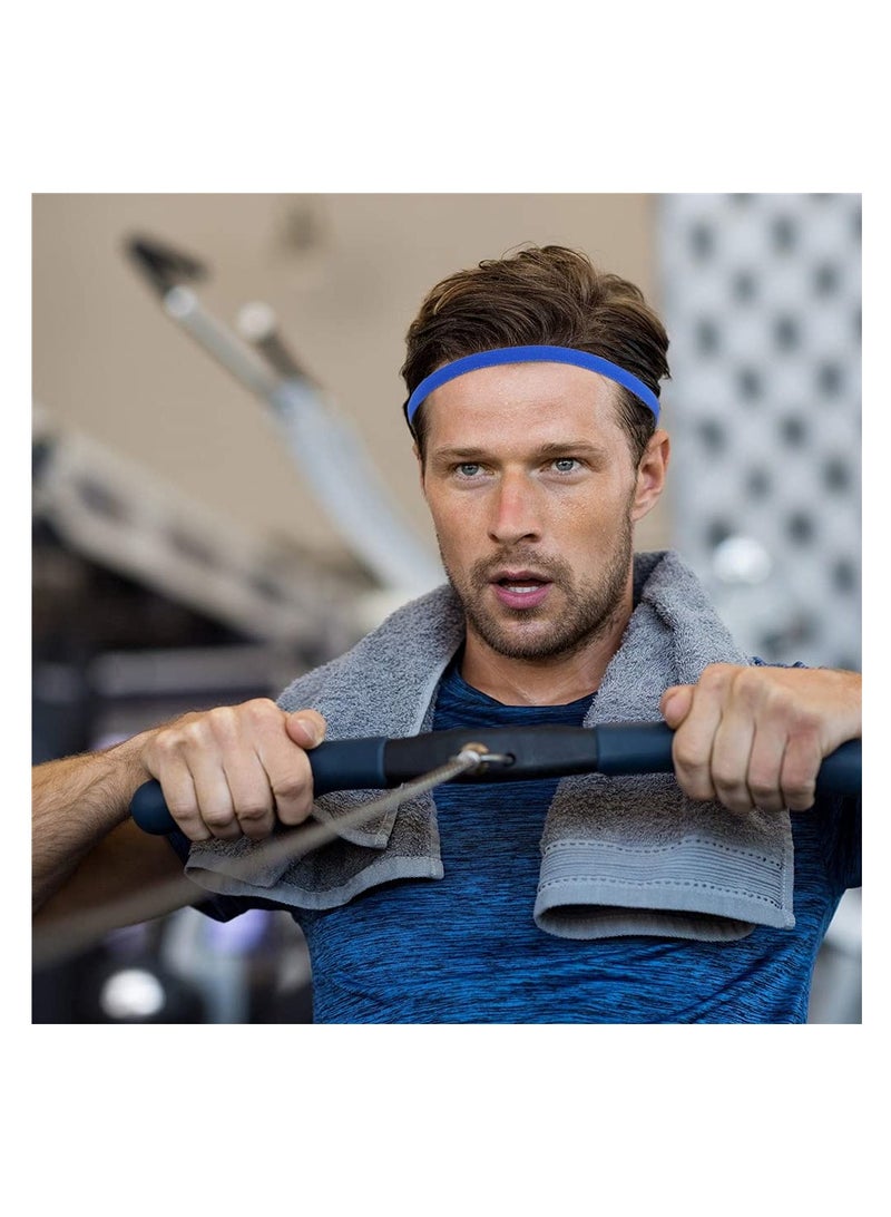 SYOSI, 12 Pieces Thin Non-Slip Elastic Sport Headbands, Hair Bands with Non Slip Silicone Grip Exercise Hair Sweatbands for Men Women Football Basketball Soccer Tennis Yoga - Image 5