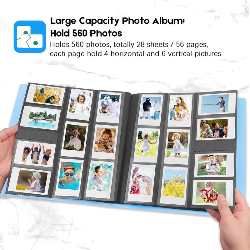 Veicevol 560 Pockets Photo Album for Fujifilm Instax Mini Camera, Album for Polaroid Photo, for Fujifilm Instax Mini 12 11 9 40 90 8 Evo LiPlay Instant Camera, 2x3 Photo Albums (Blue) - Image 3
