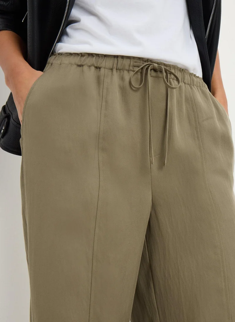 Matalan Khaki Lyocell Wide Leg Trousers