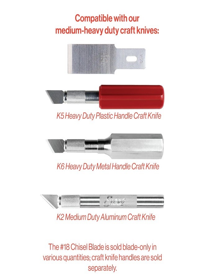 Excel Blades #18 Wood Chisel Blades - 1/2" High Carbon Steel Replacement Blades (100-Pack) - Fits K2, K5, K6 Handles - Precision Carving, Shaving, and Crafting - Made in USA - Image 5
