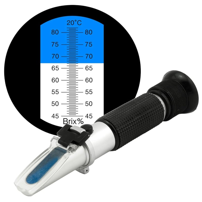 LABART Erma Hand Refractometer 45-82% Brix Professional Grade Optical Hand Held Refractometer, Sugar Type for Syrup, Jelly, Jam Low Volume 45 To 82% Brix Sugar Content Testing Equipment - Image 1