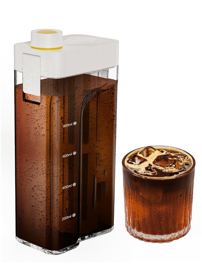 SYOSI صانع قهوة باردة - آلات شاي مثلج - قهوة مثلجة - صانع شاي وقهوة سعة 34 أونصة بدون مقبض لتوفير المساحة، إبريق تريتان، فلتر 350 شبكة، مضاد للتسرب بنسبة 100% - Image 1