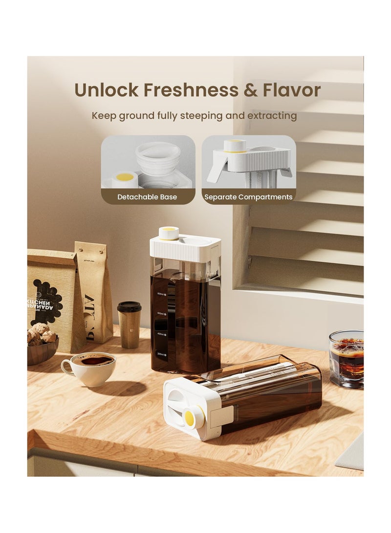 SYOSI صانع قهوة باردة - آلات شاي مثلج - قهوة مثلجة - صانع شاي وقهوة سعة 34 أونصة بدون مقبض لتوفير المساحة، إبريق تريتان، فلتر 350 شبكة، مضاد للتسرب بنسبة 100% - Image 4