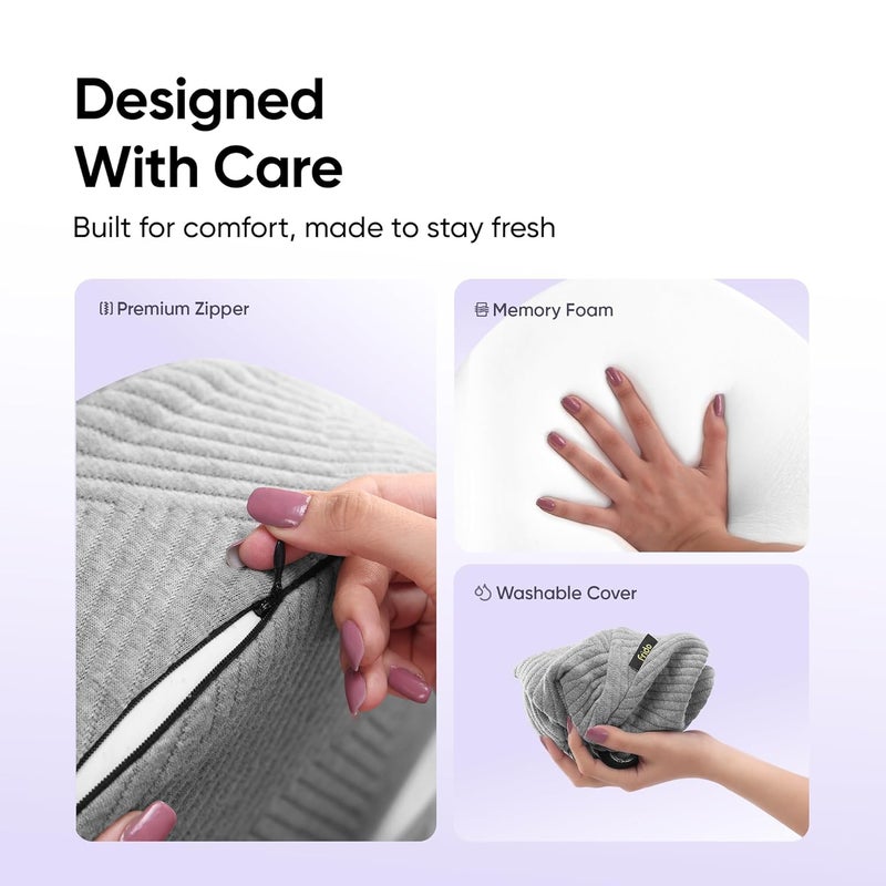 Frido وسادة الحمل المائلة | دعم الذاكرة للحمل وما بعد الولادة للنوم الجانبي | دعم متعدد الاستخدامات للبطن والظهر والساقين لتخفيف الضغط | غطاء قماش مزيج بارد (رمادي) - Image 4