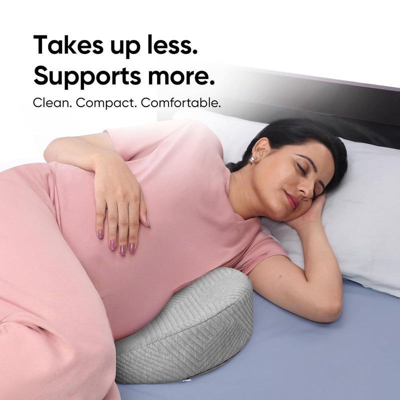 Frido وسادة الحمل المائلة | دعم الذاكرة للحمل وما بعد الولادة للنوم الجانبي | دعم متعدد الاستخدامات للبطن والظهر والساقين لتخفيف الضغط | غطاء قماش مزيج بارد (رمادي) - Image 2