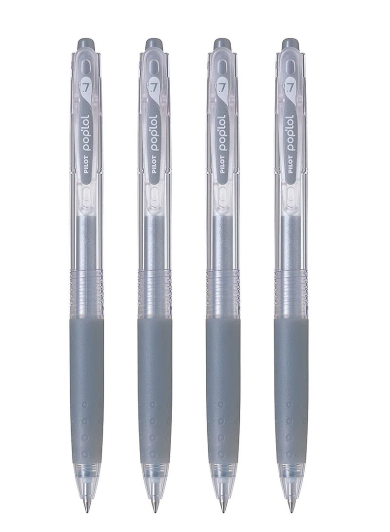 PILOT 4-Piece Gel Ink Roller Pen Silver Ink - Image 1