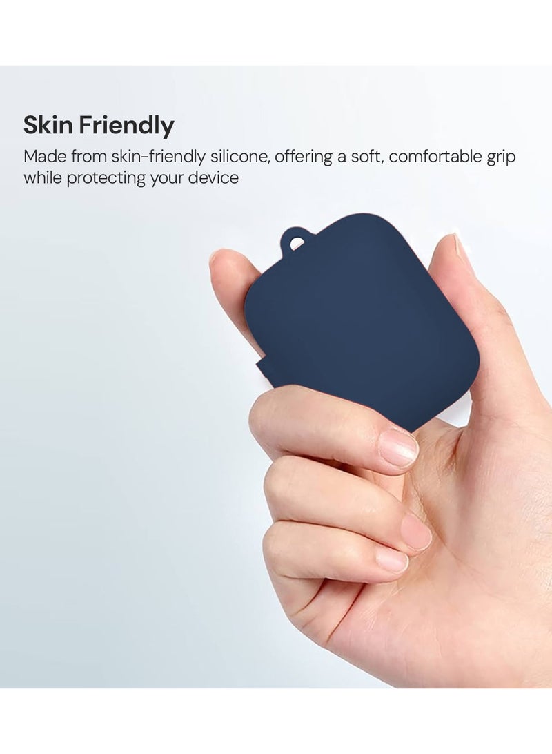 O Ozone Silicone Case For OnePlus Buds 3 Case with Keychain, Soft Silicone Full-Body Shockproof Protective Skin Headphone Cover for Men Women- Dark Blue  - Image 4