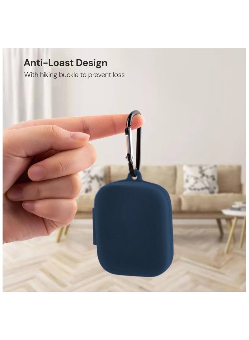 O Ozone Silicone Case For OnePlus Buds 3 Case with Keychain, Soft Silicone Full-Body Shockproof Protective Skin Headphone Cover for Men Women- Dark Blue  - Image 5