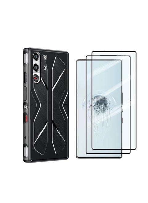 ZTE Nubia Red Magic 10 Pro/10 Pro+ Case with [2 Pack] Tempered Glass Screen Protector Soft TPU Material Shockproof Case Anti-Fingerprint Protective Case for Red Magic 10 Pro/Red Magic 10 Pro Plus