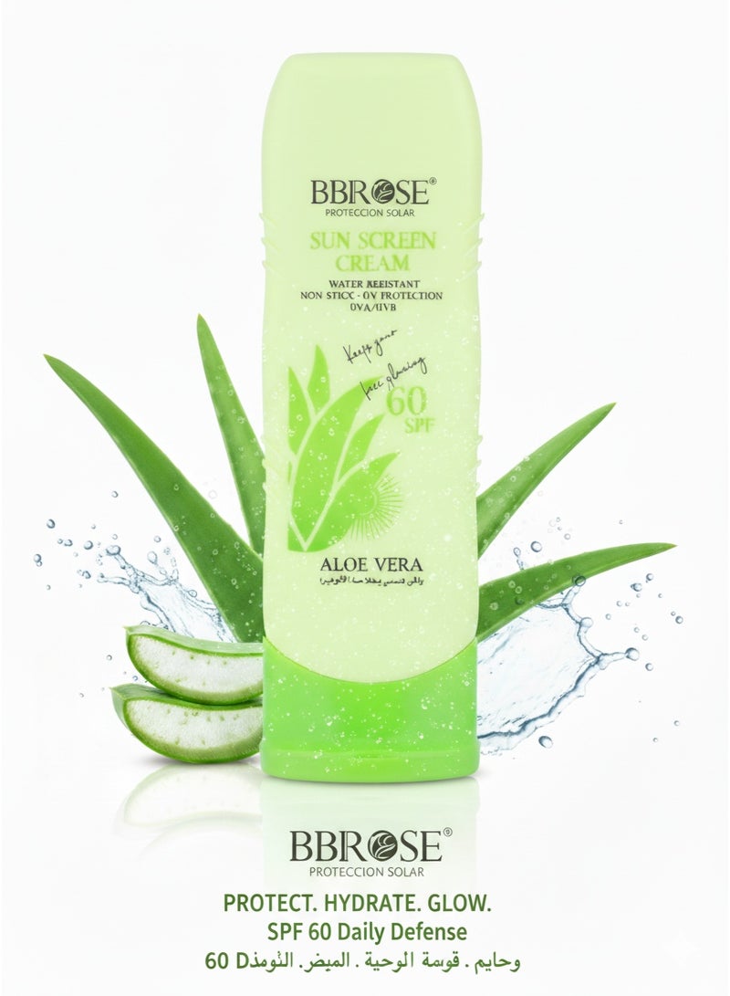 BBROSE Aloe Vera Sun Screen Cream SPF 60 – Water-Resistant UV Protection Non-Sticky Formula 125 ml - Image 2