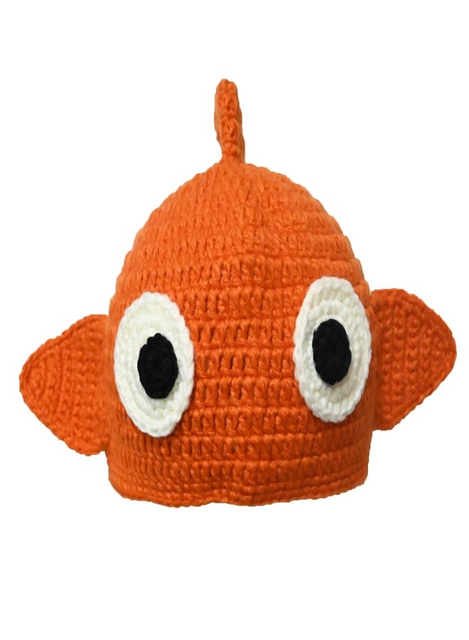 BIBITIME Handmade Knitted Cute Little Goldfish Beanie Crochet Hat Photography Prop Cap (Large for Adult, Orange) - Image 1