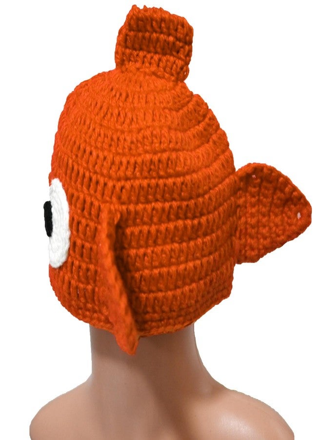BIBITIME Handmade Knitted Cute Little Goldfish Beanie Crochet Hat Photography Prop Cap (Large for Adult, Orange) - Image 4
