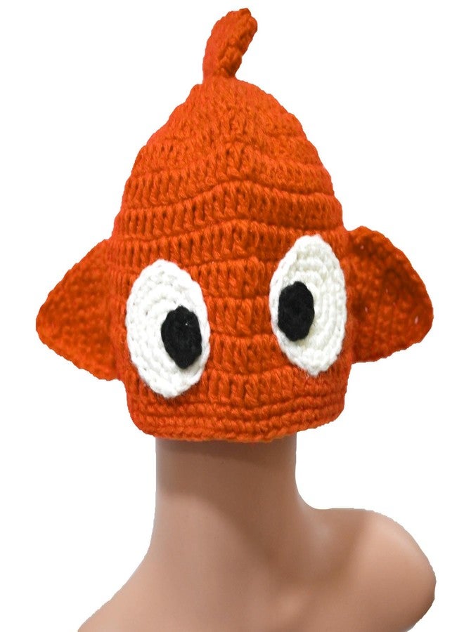 BIBITIME Handmade Knitted Cute Little Goldfish Beanie Crochet Hat Photography Prop Cap (Large for Adult, Orange) - Image 5