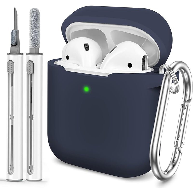 Woyinger for AirPods Case Cover, Come with Clean Pen，Soft Silicone Protective Cover for Women Men Compatible with Apple AirPods 2nd 9st Generation Charging Case, Front LED Visible,Midnight Blue - Image 1