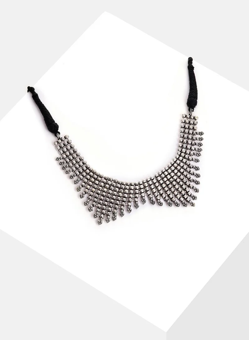 SOHI Grey & Black Choker Artificial Necklace Jewellery