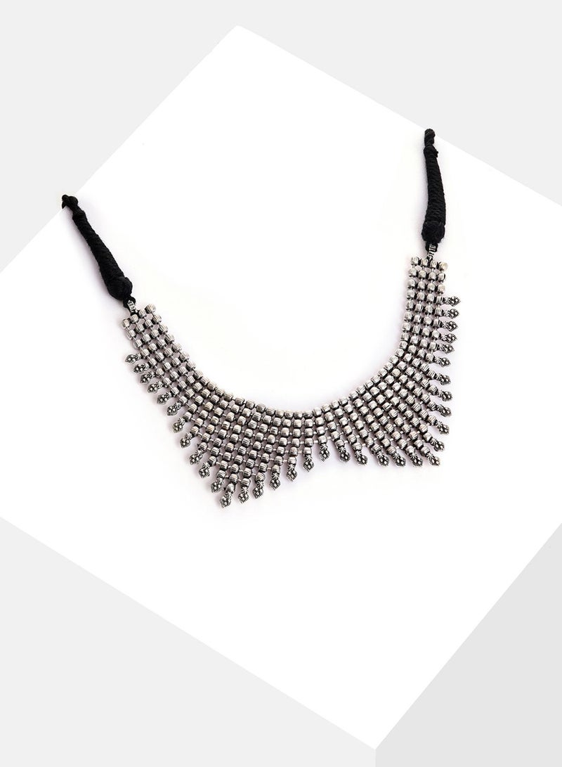 SOHI Grey & Black Choker Artificial Necklace Jewellery - Image 2