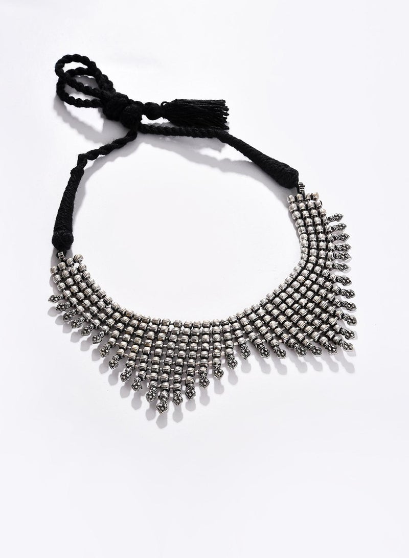 SOHI Grey & Black Choker Artificial Necklace Jewellery - Image 1