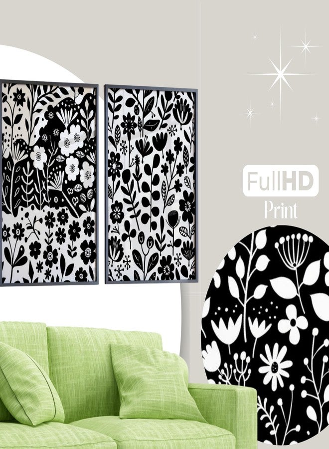 Arkasto Black & White Floral Wall Paintings with Frame - Set of 3 | Modern Botanical Wall Art Painting for Living Room, Bedroom & Home Décor (11x14 inch) (Design-4) - Image 5