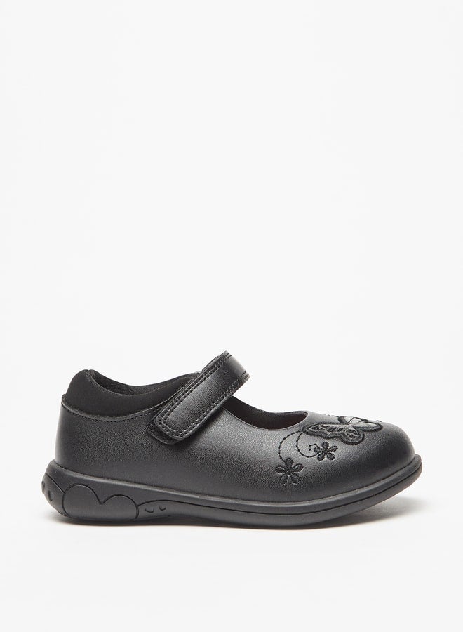 JUNIORS Butterfly Applique Mary Jane Shoes with Hook and Loop Closure - Image 3