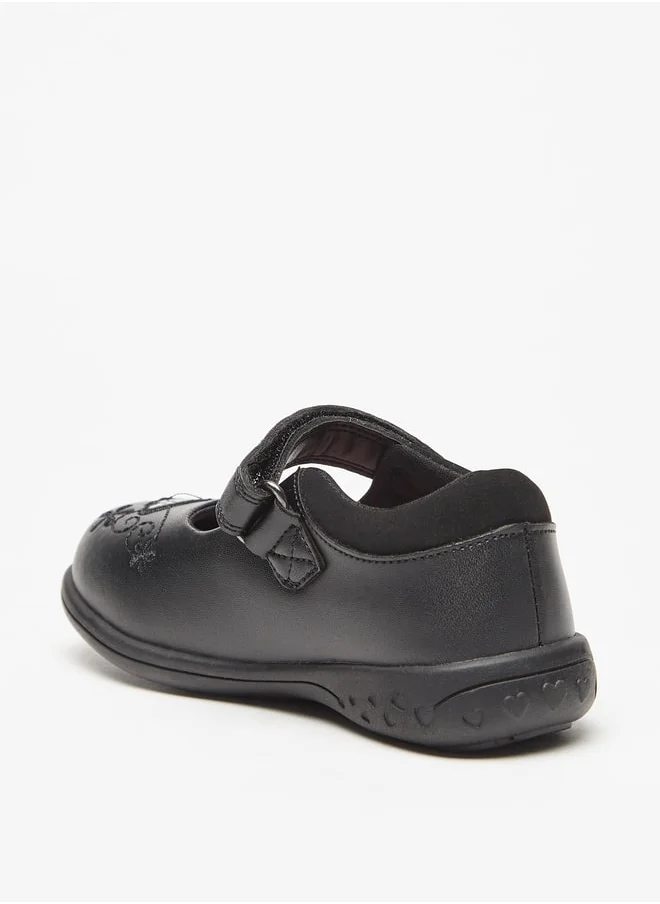 جونيورز Butterfly Applique Mary Jane Shoes with Hook and Loop Closure
