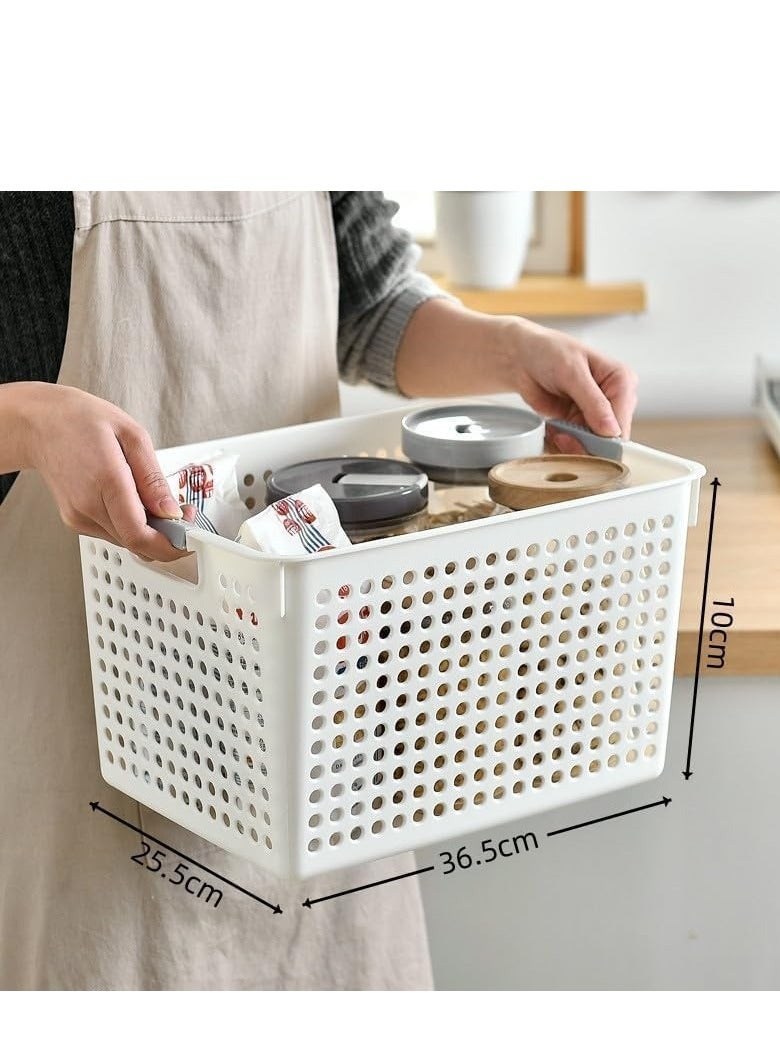 MIXDE 3-Pack Plastic Storage Baskets, Stackable Large Storage Bins Pantry Organization Storage Baskets with Handles, Open Storage Box for Bathroom, Kitchen, Office - Image 5