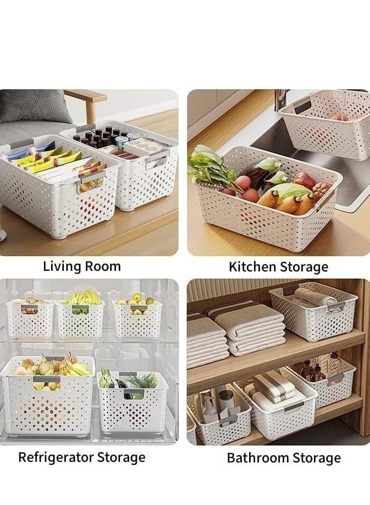 MIXDE 3-Pack Plastic Storage Baskets, Stackable Large Storage Bins Pantry Organization Storage Baskets with Handles, Open Storage Box for Bathroom, Kitchen, Office - Image 2