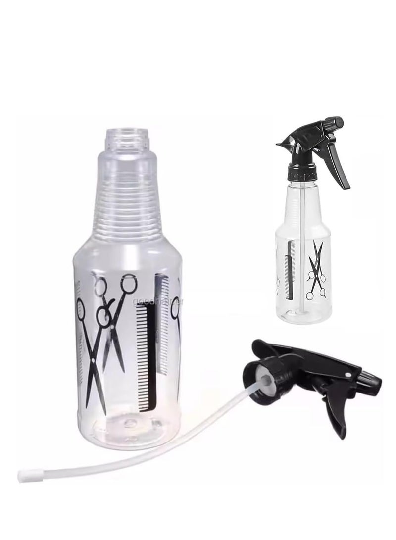 Stylish Scissors & Comb Design Spray Bottle for Hairdressers – Durable Lightweight Transparent and Refillable Hair Spray Bottle with Adjustable Nozzle Capacity 500ml (2 Piece) - Image 1