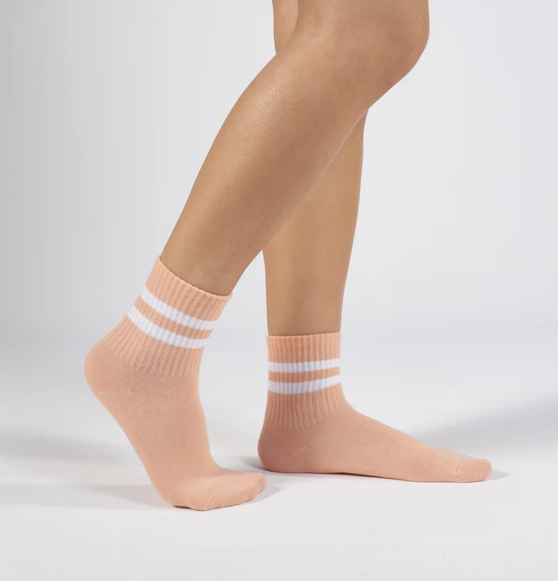Forwena Dark Salmon Cotton Seamless Tennis Socks