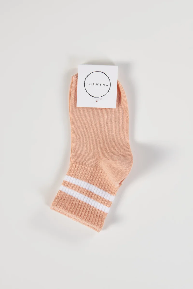 Forwena Dark Salmon Cotton Seamless Tennis Socks