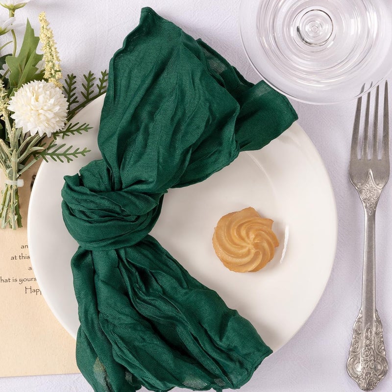 MLMC 24 Pack Emerald Green Cheesecloth Napkins Boho Rustic Gauze Cloth Napkins Washable 21x21 for Wedding Bridal Shower Birthday Anniversary Dinner Decor - Image 2
