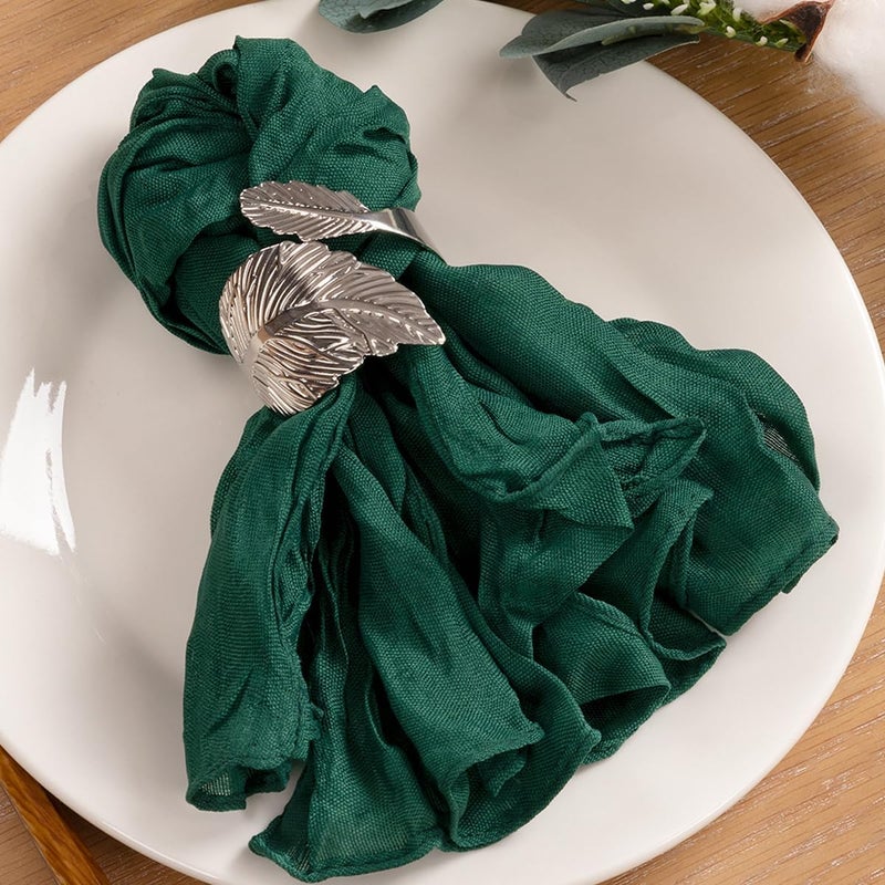 MLMC 24 Pack Emerald Green Cheesecloth Napkins Boho Rustic Gauze Cloth Napkins Washable 21x21 for Wedding Bridal Shower Birthday Anniversary Dinner Decor - Image 1